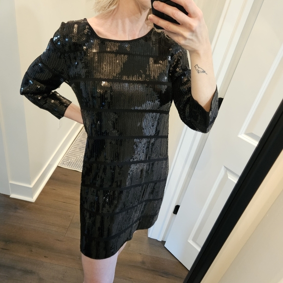 Theory Black Sequin Shift Dress - Size M - Picture 6 of 15